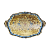 Florentine wood plateau painted in the hand gold and blue