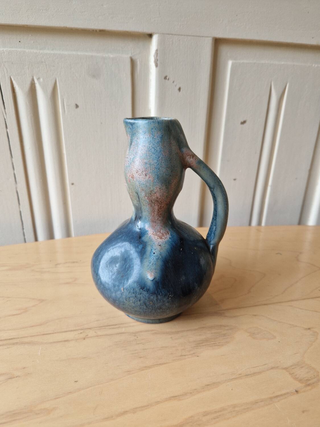 Jean-Marie MAURE - Puisaye stoneware. Flamed stoneware vase with blue decoration.
