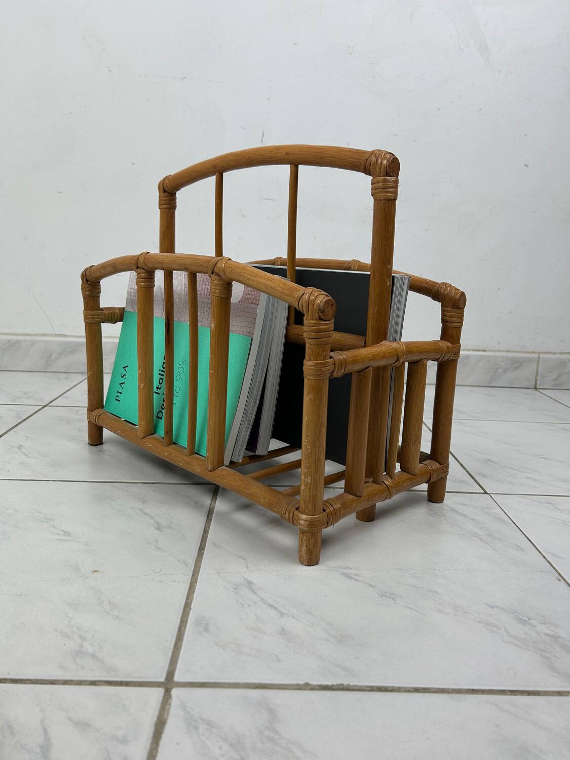 Vintage bamboo magazine rack