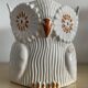 Vintage ceramic owl cache pot signed