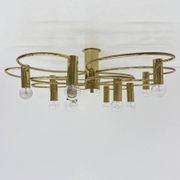 Leola sculptural brass 12-light ceiling or wall flush mount, 1970s