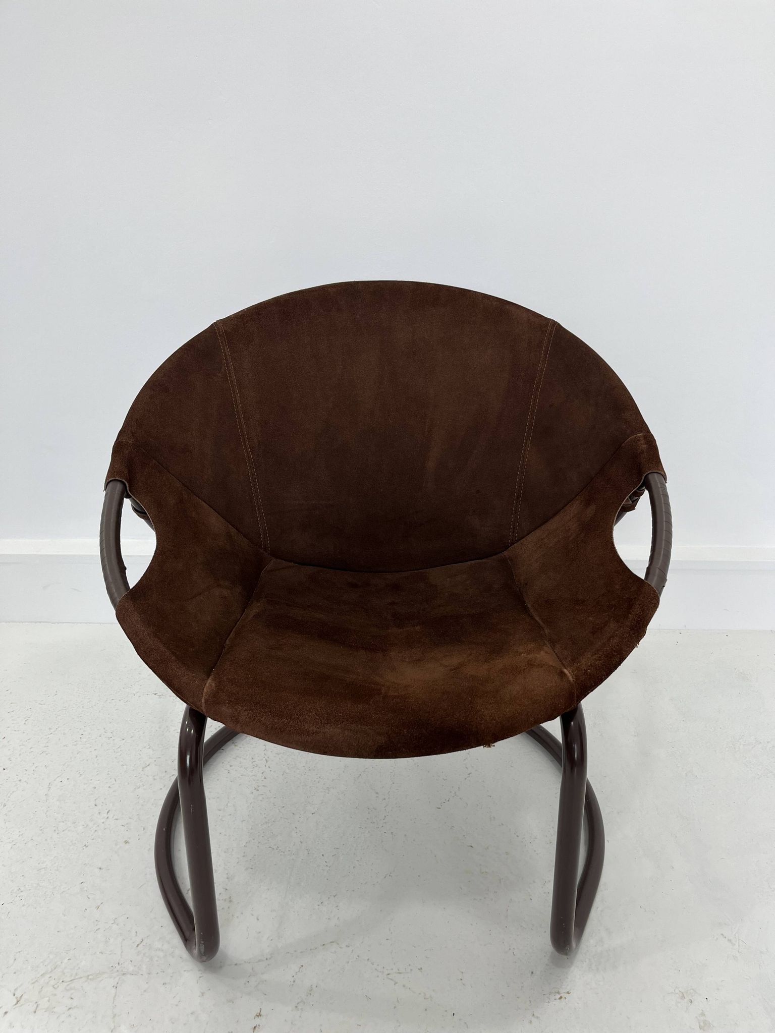 Fauteuil boule vintage en daim par Lusch & Co., 1970s