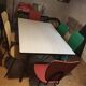 Formica table and coloured chairs