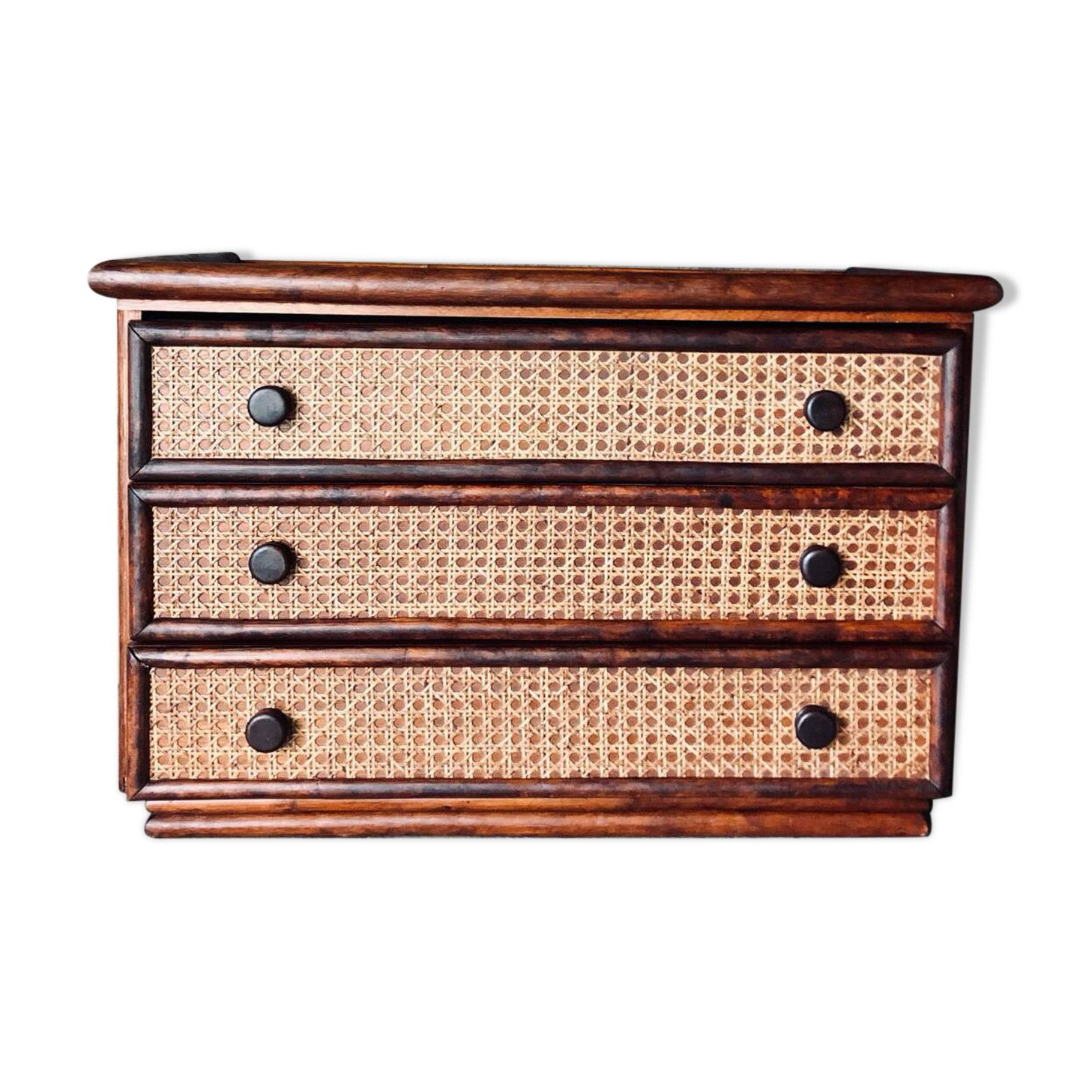 Vintage rattan chest of drawers "Maison Maugrion" R.Bobois