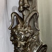 Mirror 191x122 cm period XIXth in natural wood, decoration of chimeras, satyrs