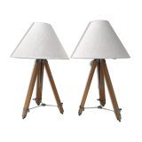 Paire de lampe de chevet trépied