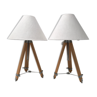 Paire de lampe de chevet trépied