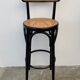 Pair of high canne stools or black curved wooden bar chairs, 1970