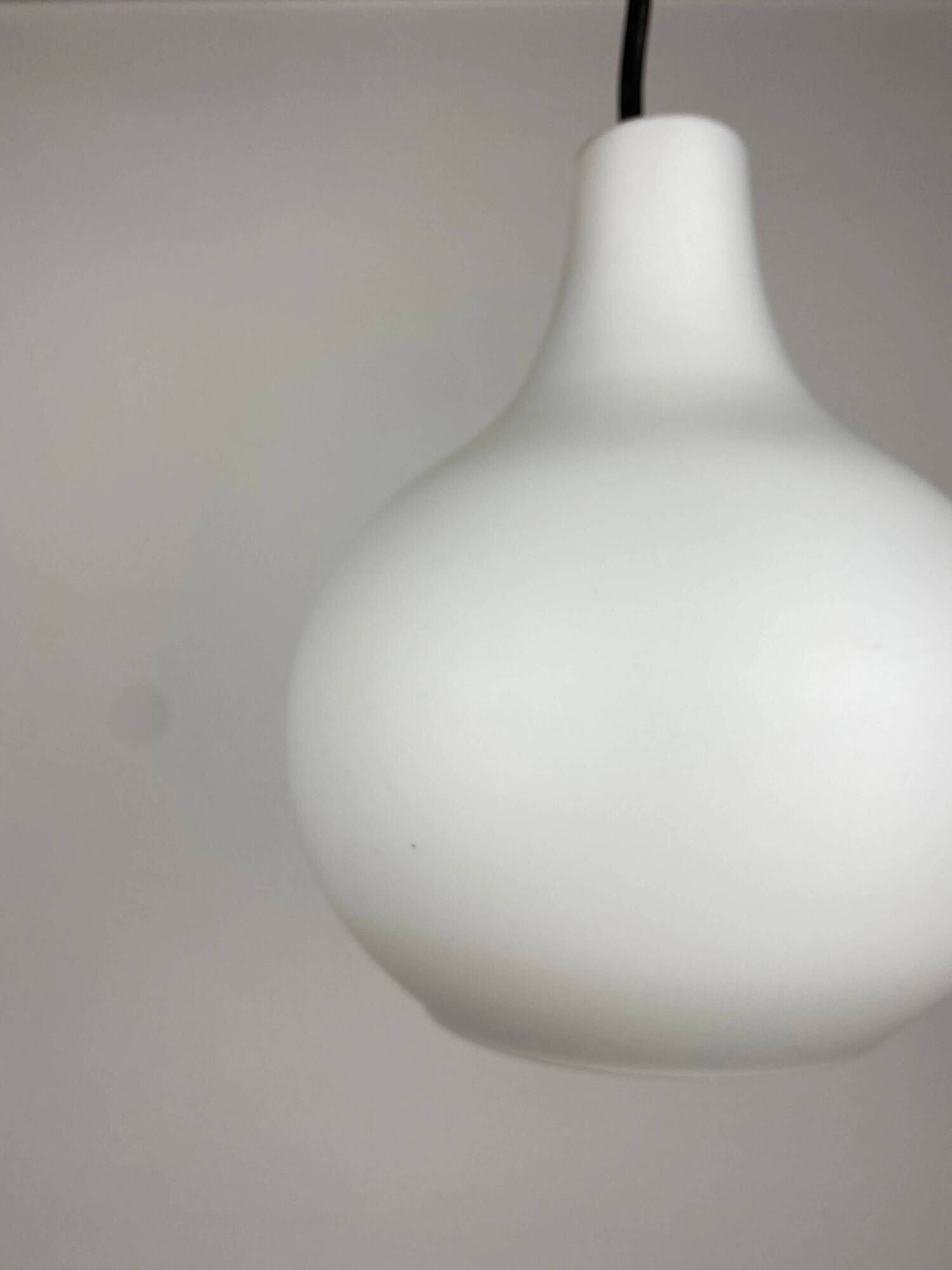 White glass drop-shaped pendant by Peill and Putzler 1960