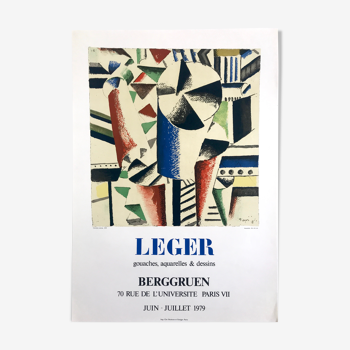 Affiche originale en lithographie d'après Fernand LEGER, Galerie Berggruen II, 1979