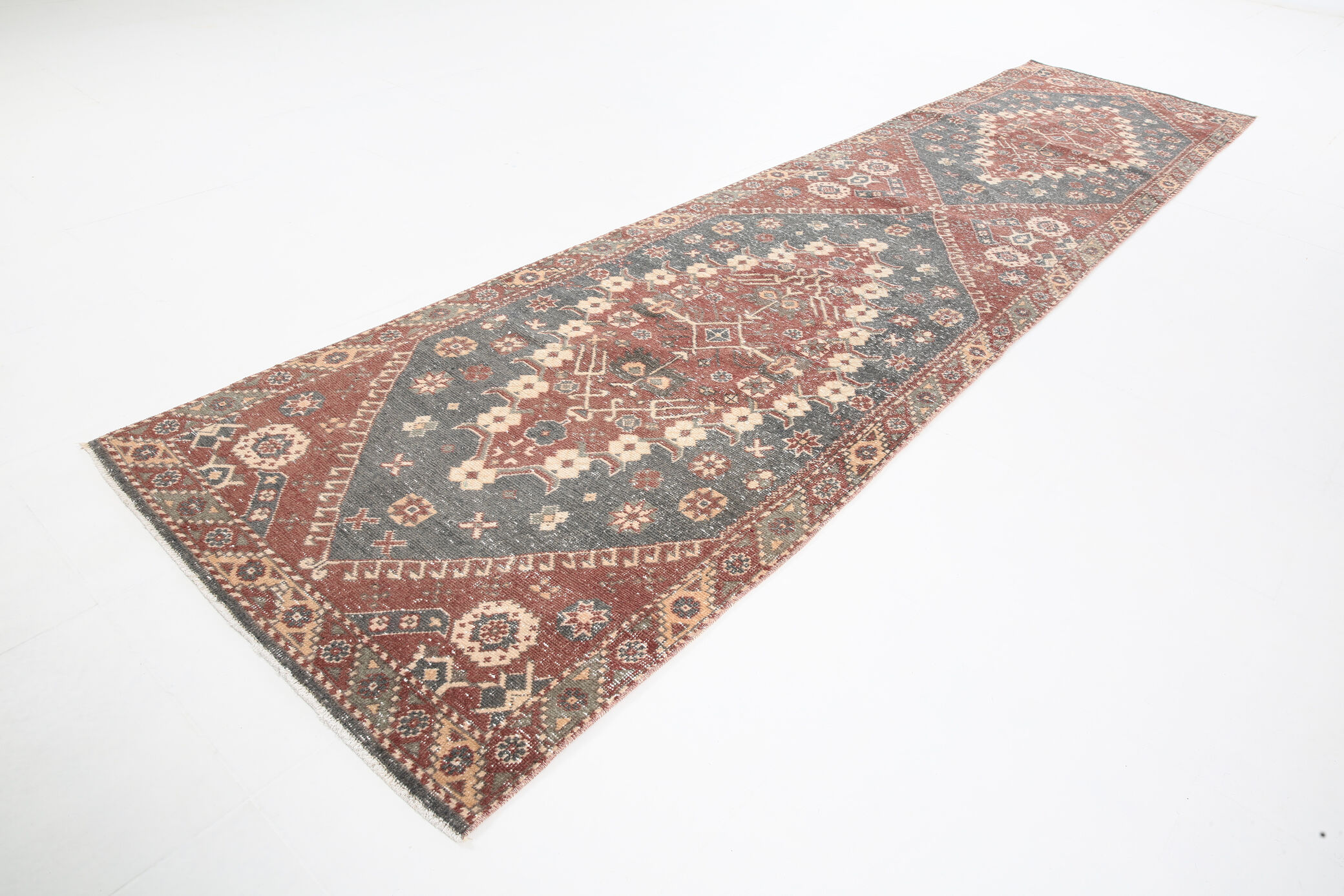 3x13 Persian Antique Runner Rug, 94x387Cm