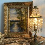 Framed old painting landscape 34X28 cm