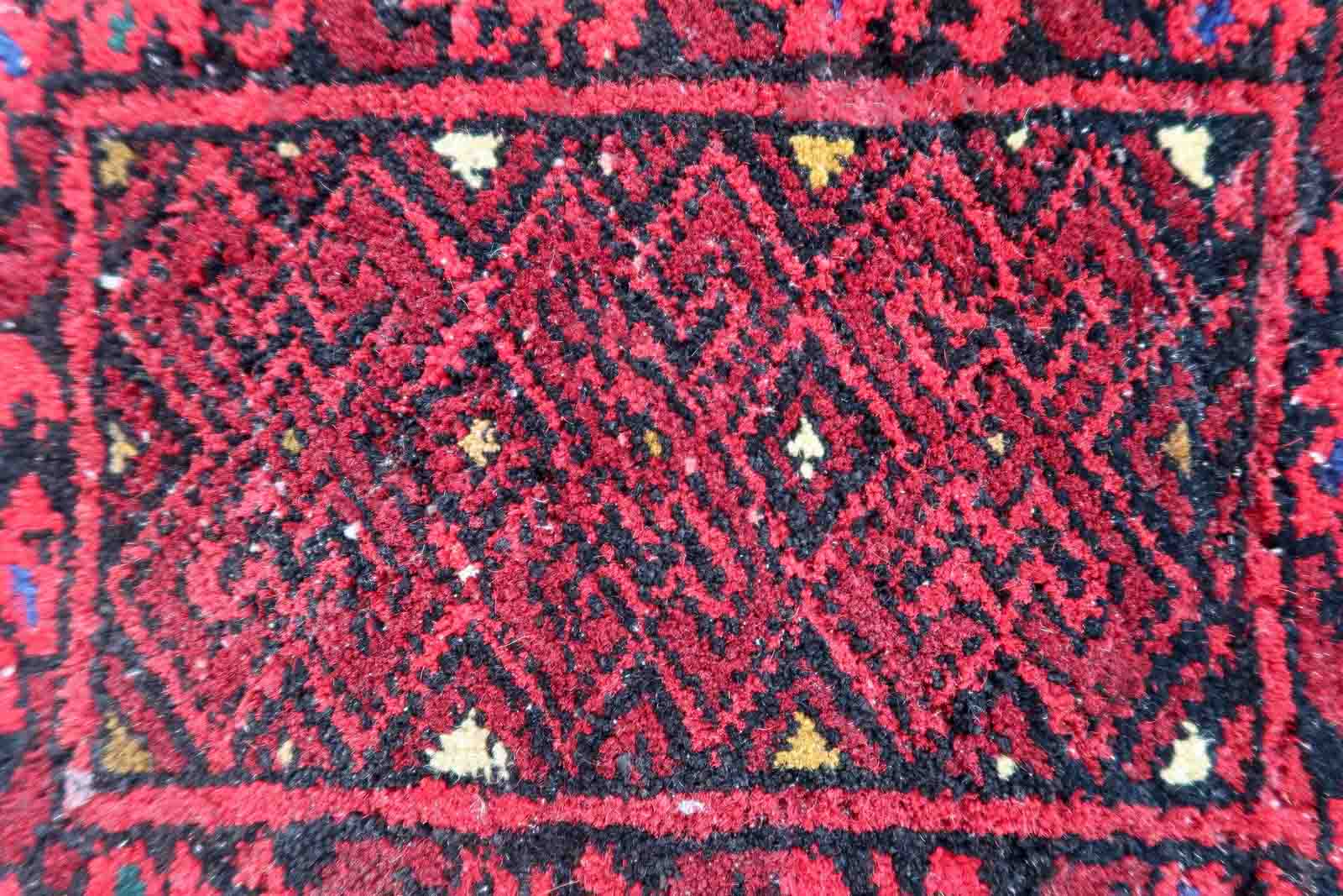 Vintage afghan ersari matte handmade carpet 24cm x 29cm 1970s