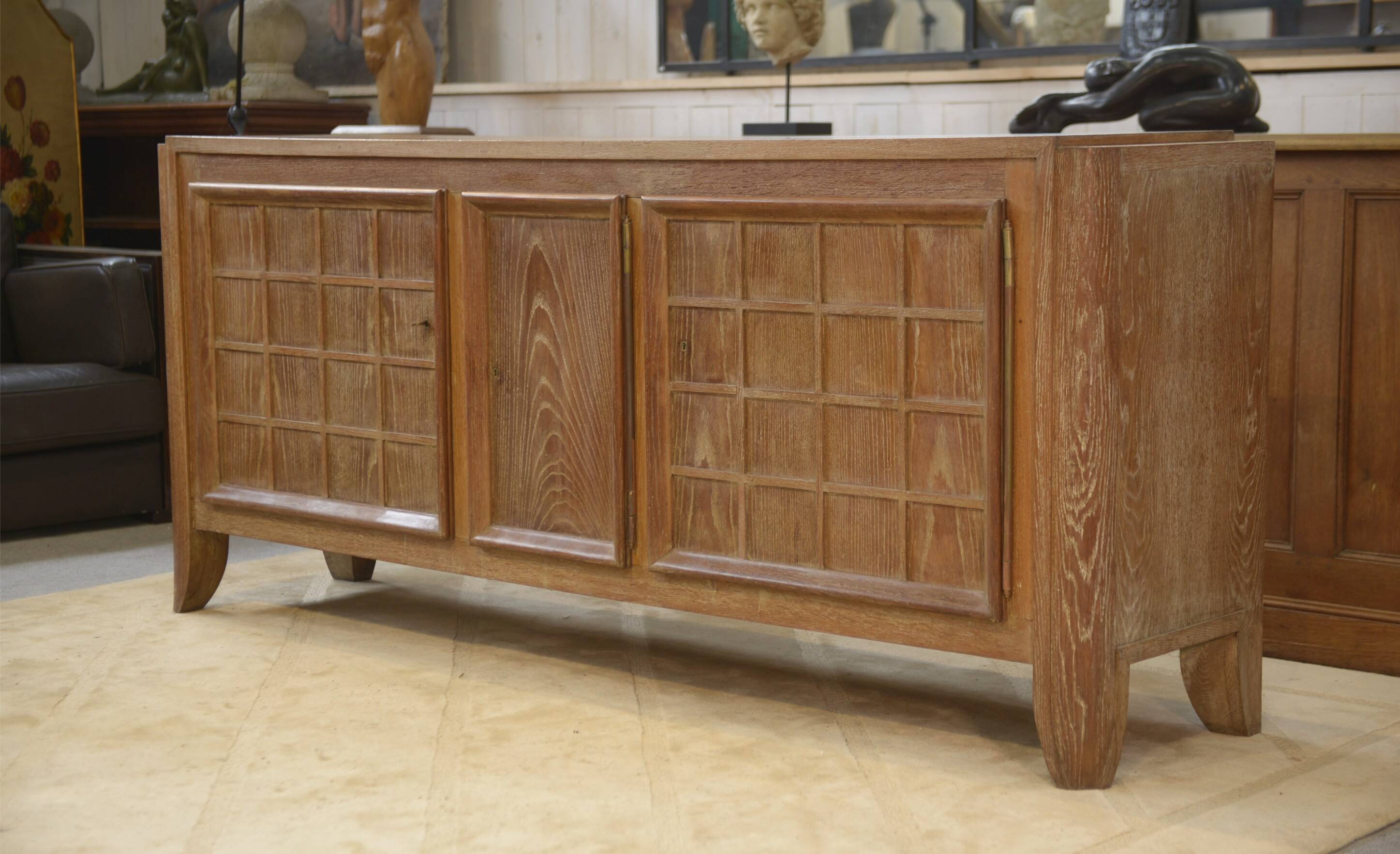 Cerused oak sideboard signed Maurice Rinck 1940s