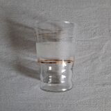 Set of 7 glasses with golden lines and frosted glass, circa 1950
