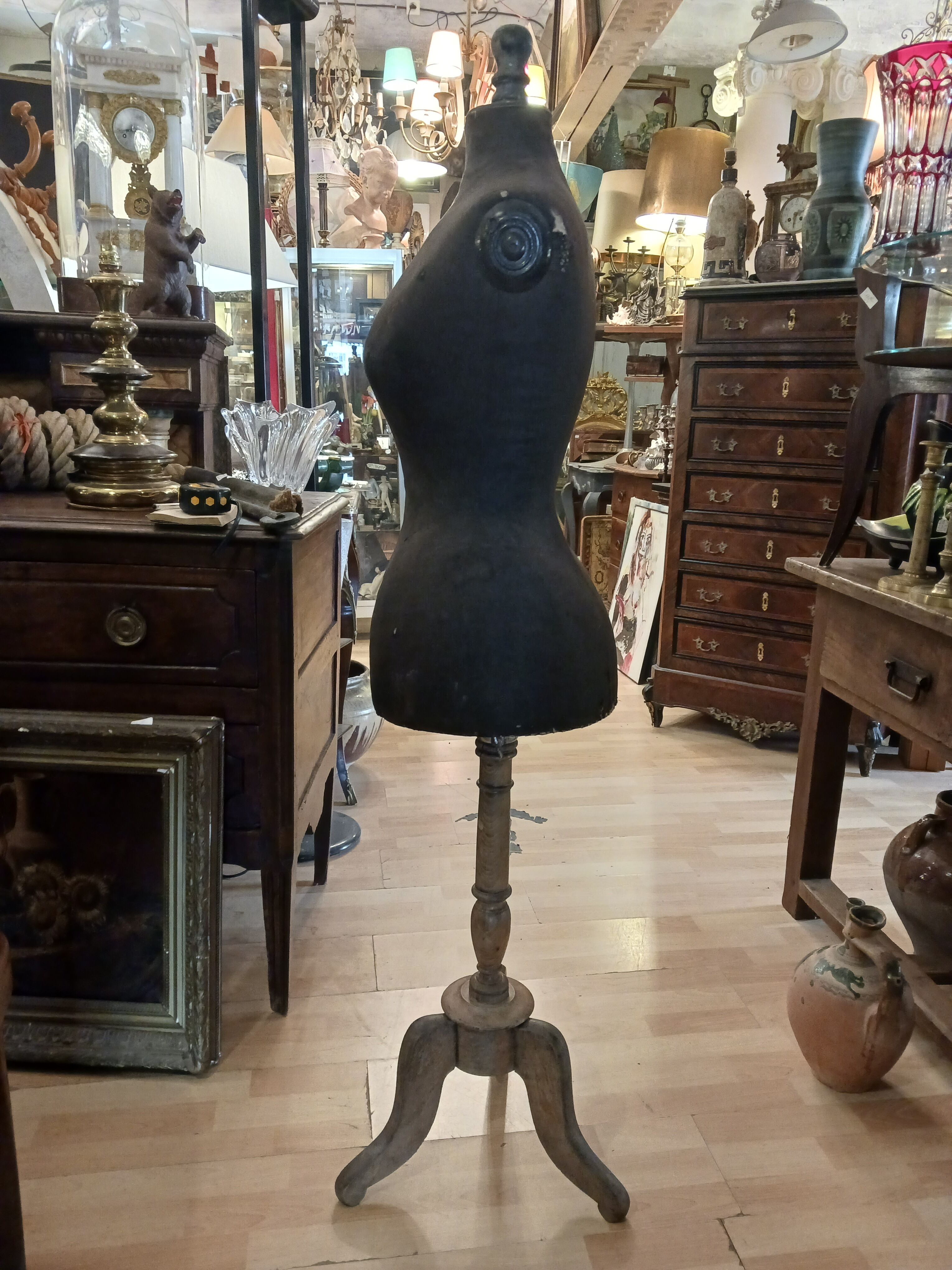 Antique sewing mannequin, wasp waist..