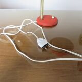 "Cocotte" lamp in brass and red lacquered metal, 1950s-60s.