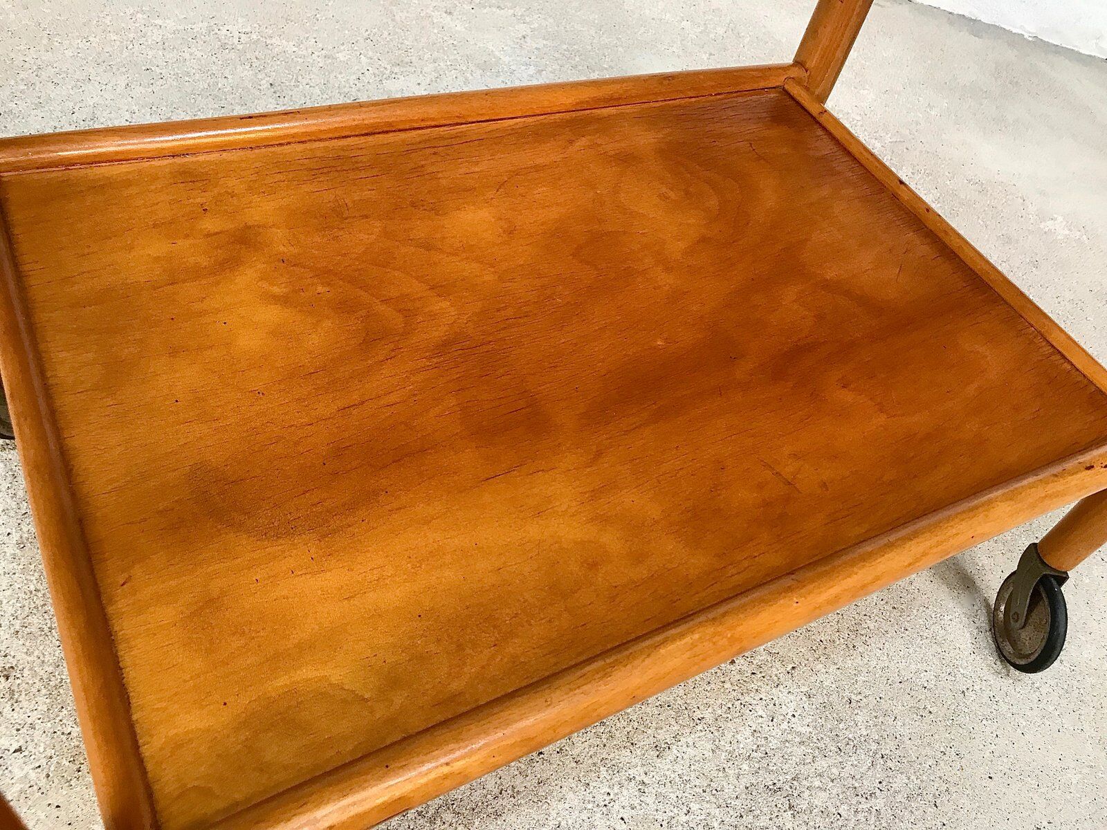 Mid-Century Modern Beech, Glass & Brass Serving Trolley, Germany 1950s