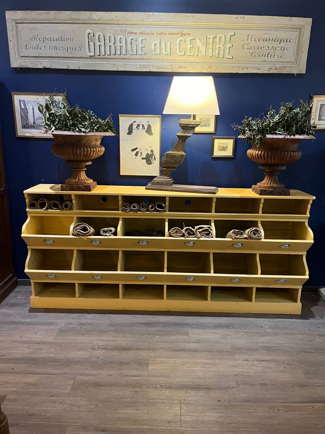 Painted seed merchant's shop furniture