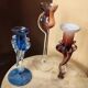 Set of three vintage blown glass candle holders Krosno Poland.