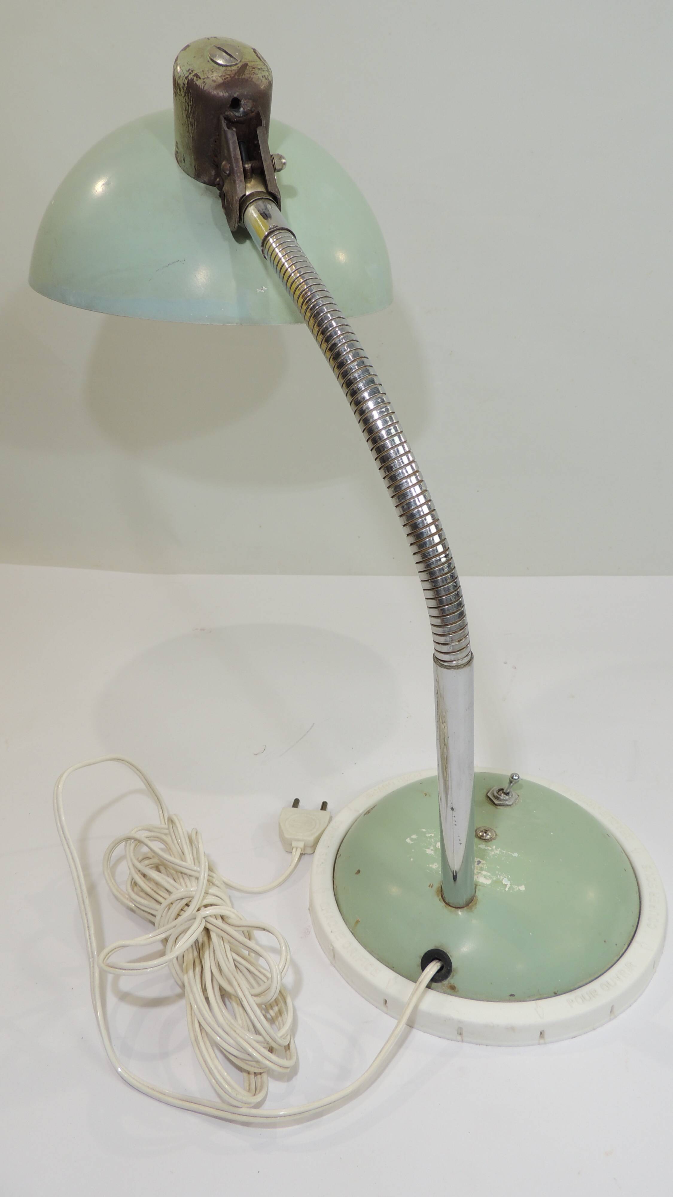 Lampe de bureau orientable en métal vert d’eau, années 50