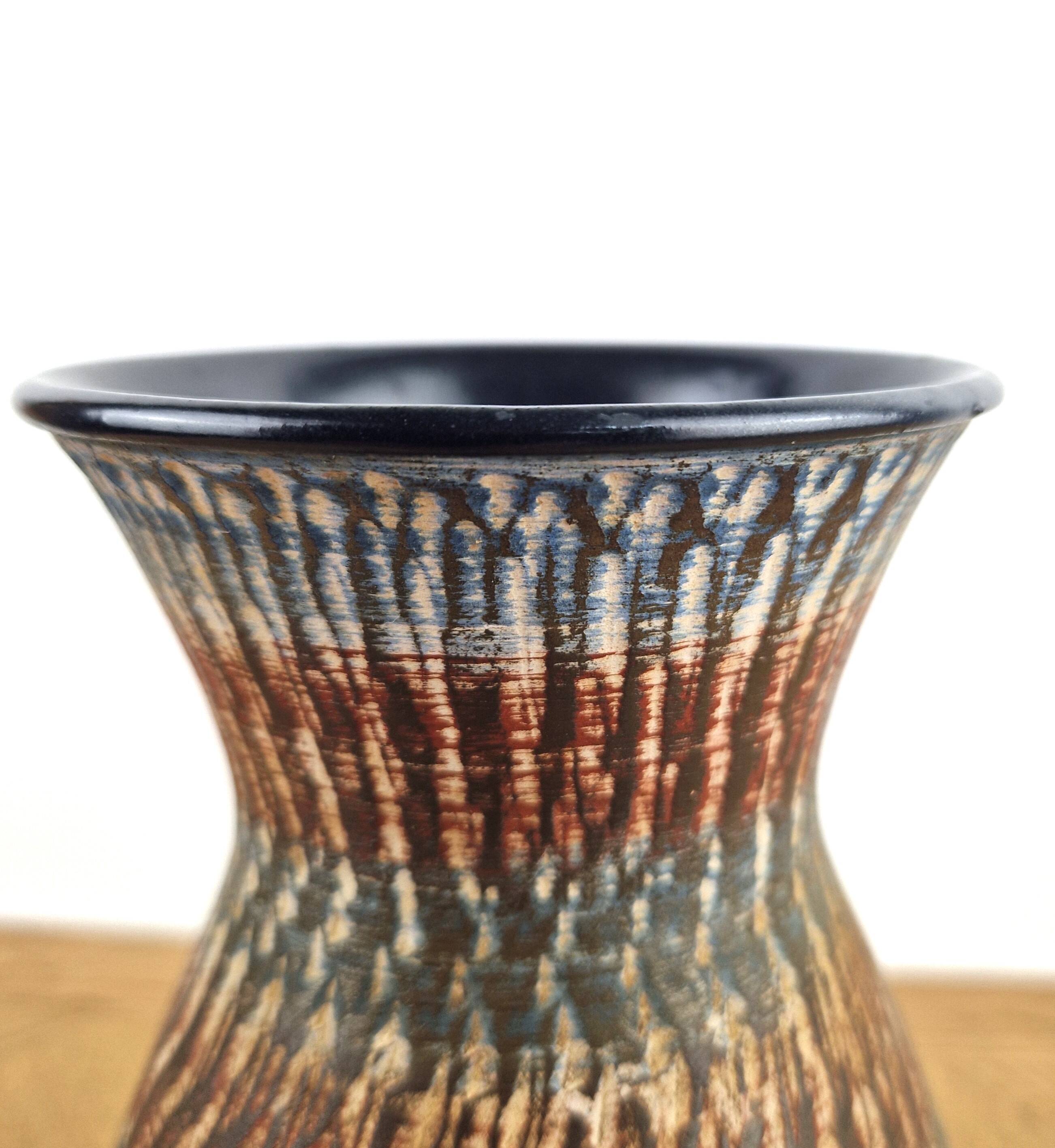 Vase handmade, registered design, Germany, vintage pottery.