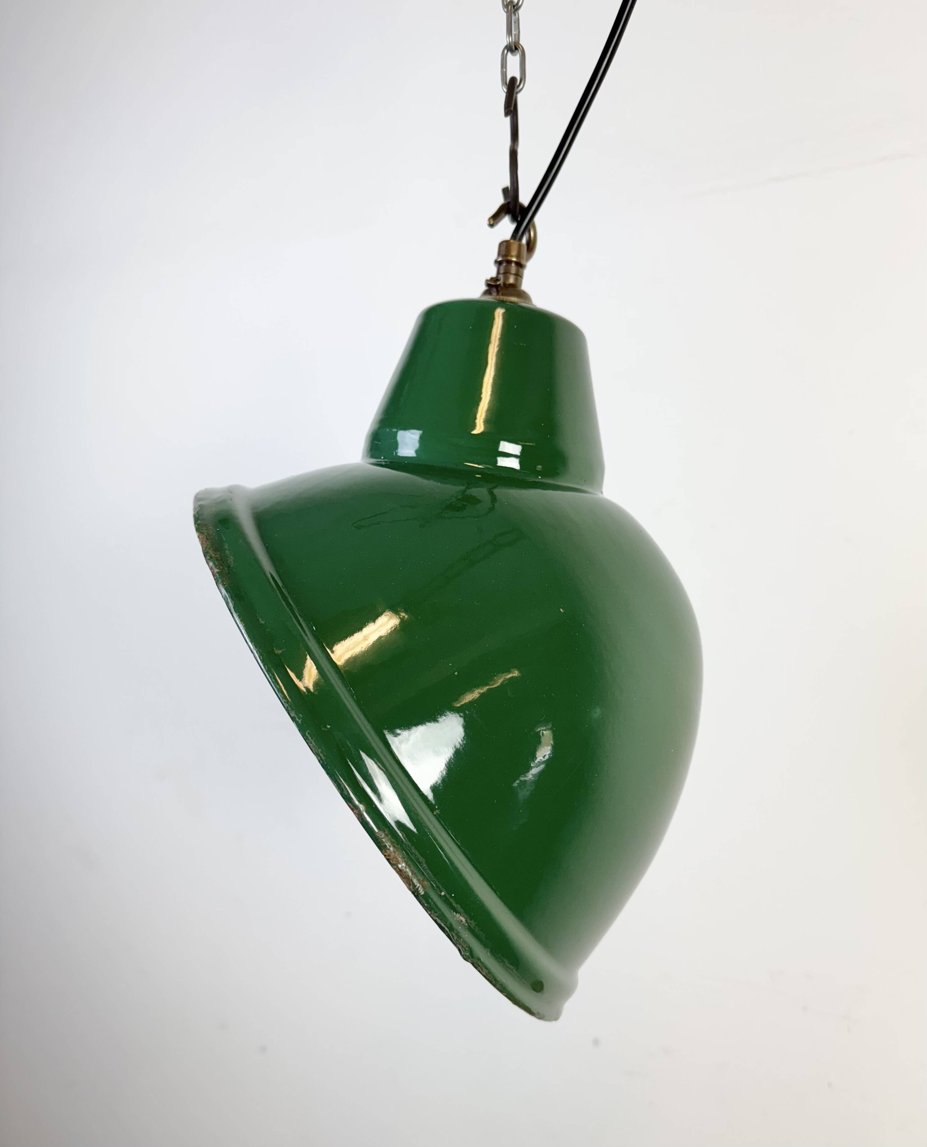 Industrial Green Enamel Factory Pendant Lamp, 1960s