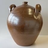 Large round stoneware jar