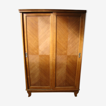 Sliding cabinet veneered vintage oak 50/60