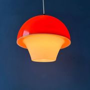 Suspension Space Age en verre acrylique orange et blanc