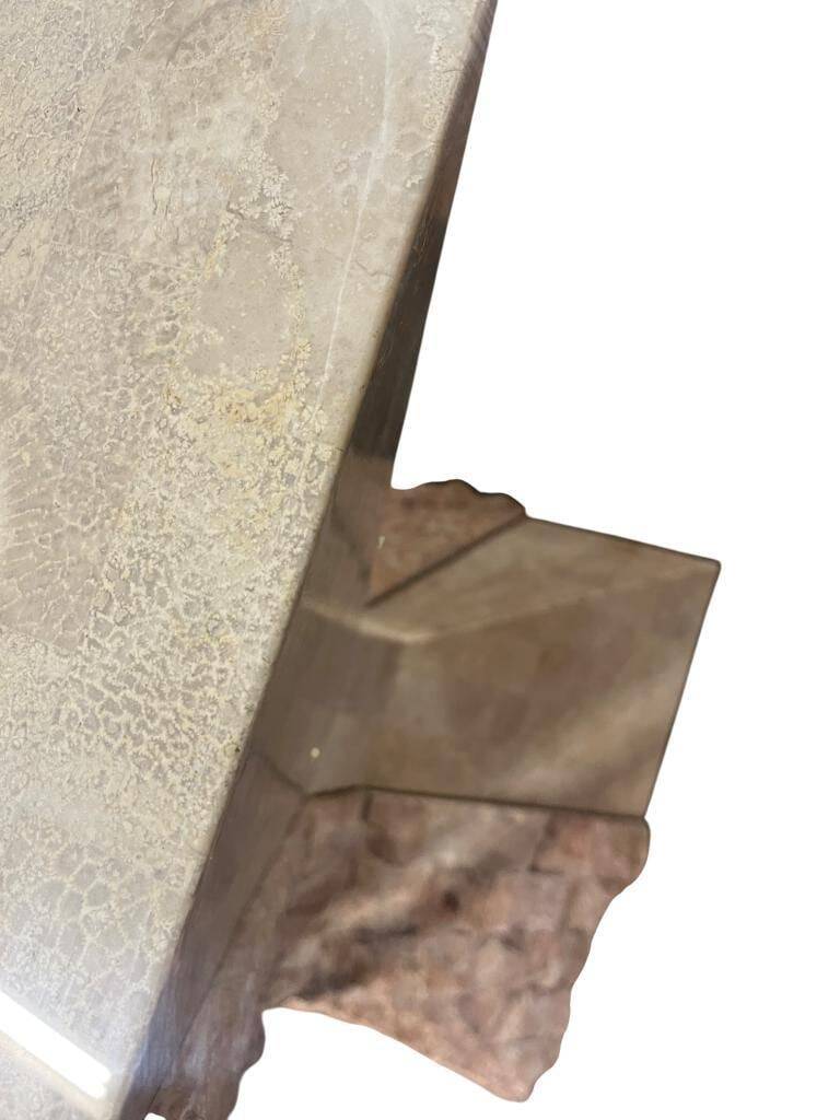 vintage stone dining table with glass top