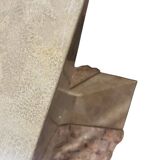 vintage stone dining table with glass top