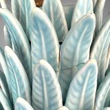 1.05 m pineapple lamp in turquoise ceramic on a gilded wooden base from the 1950s
