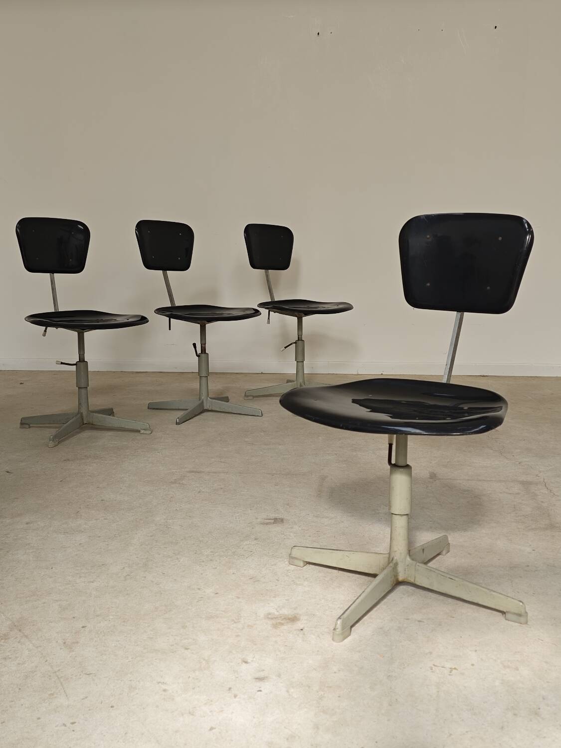 Adjustable industrial chair metal Czechoslovakia 1960