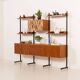 Italian free standing wall unit in teak, 1950s