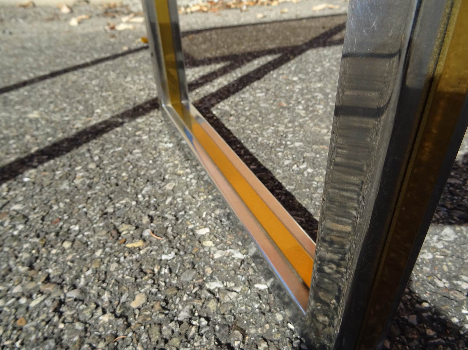Chrome and golden brass console 70s