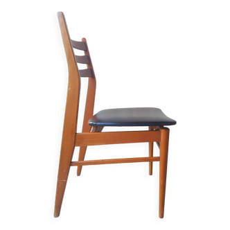 Chaise scandinave bois et skai
