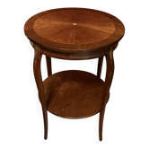 Table d’appoint style Louis XV, placage soleil, plateau amovible