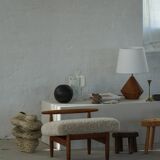 Eivind A. Johansen, oak footrest with light lambswool padding for FDB Møbler