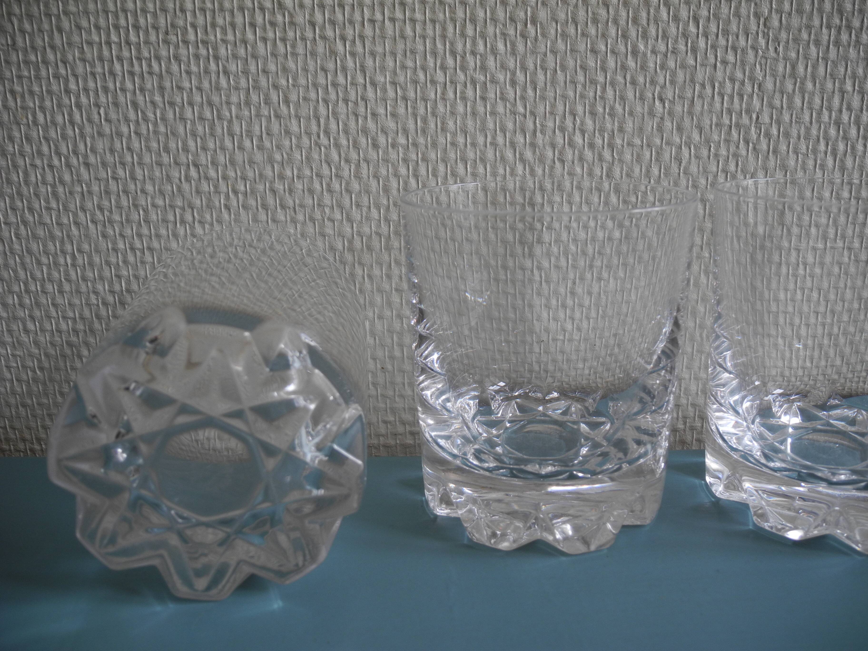 3 Vannes crystal whisky glasses vintage French crystal glasses set