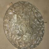 Frosted ice glass plafonnier, Kaiser Leuchten label, 1970s