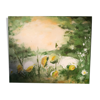 Huile sur toile d’Hulst intitulé printemps vintage