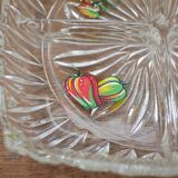 Plateau apéritif vintage en verre compartimenté années 1950