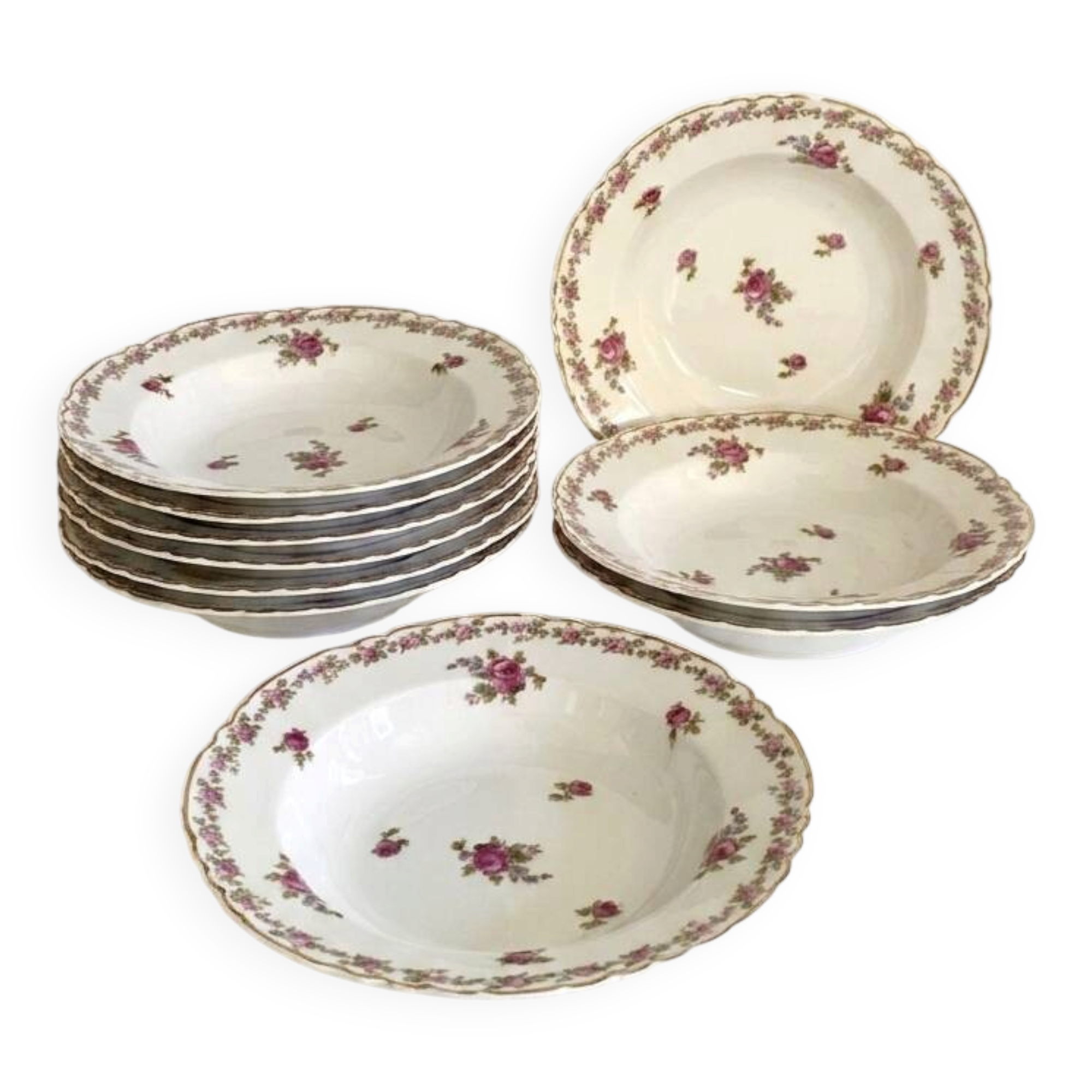 Deep Plates (Bowls) in Limoges Porcelain GDA 1900