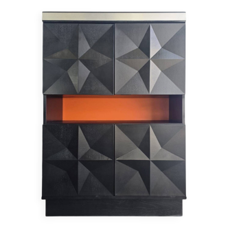 Armoire/meuble de bar brutaliste noir vintage