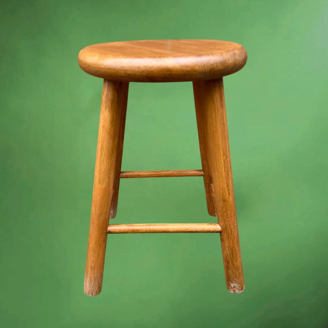 Vintage solid wood stool – 4 legs – Scandinavian style