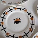 Plat et 6 assiettes à dessert art deco Badonviller