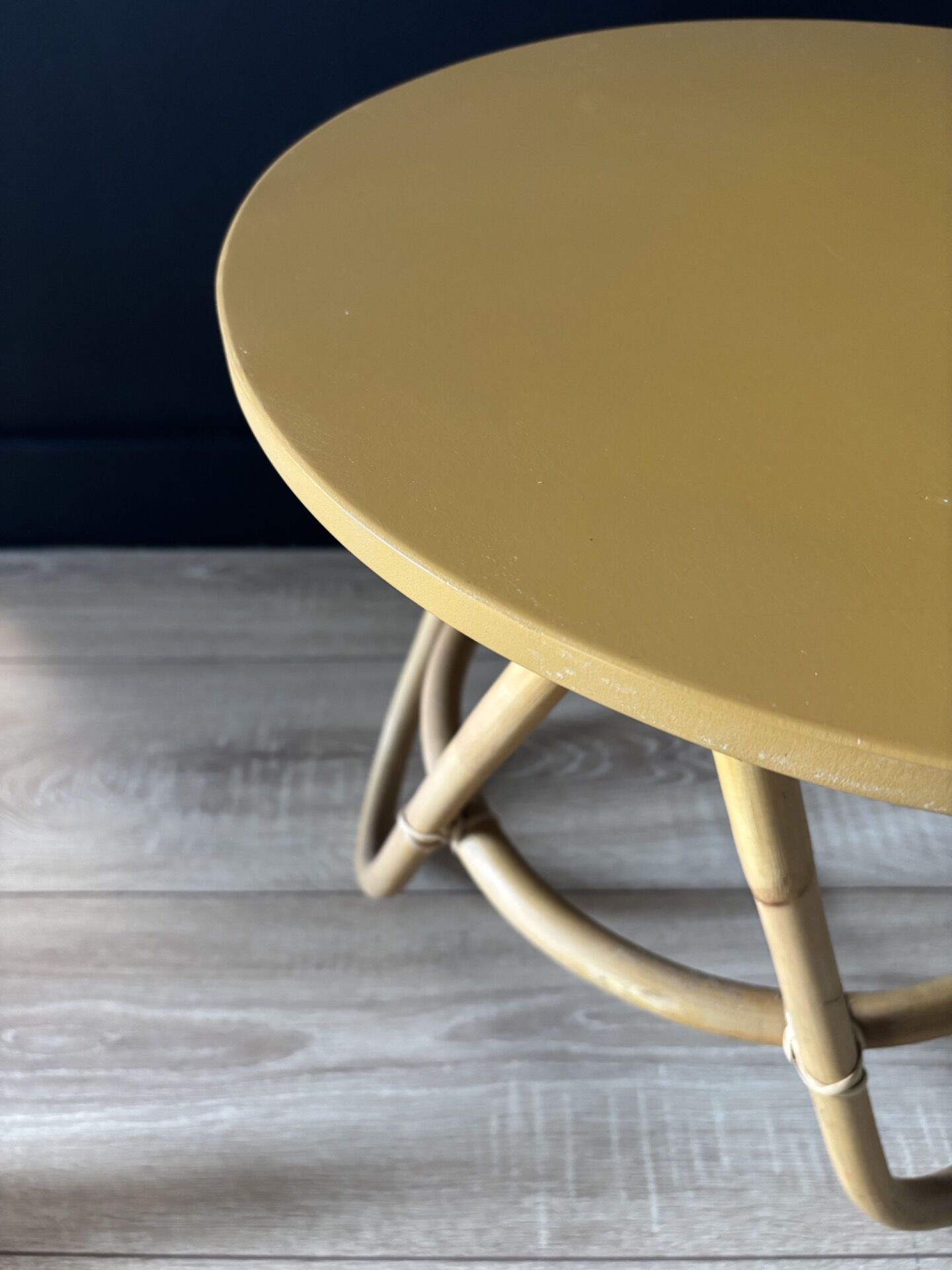 Colonial-style rattan side table