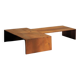 Pair of nesting coffee tables in solid wood, around 1980.