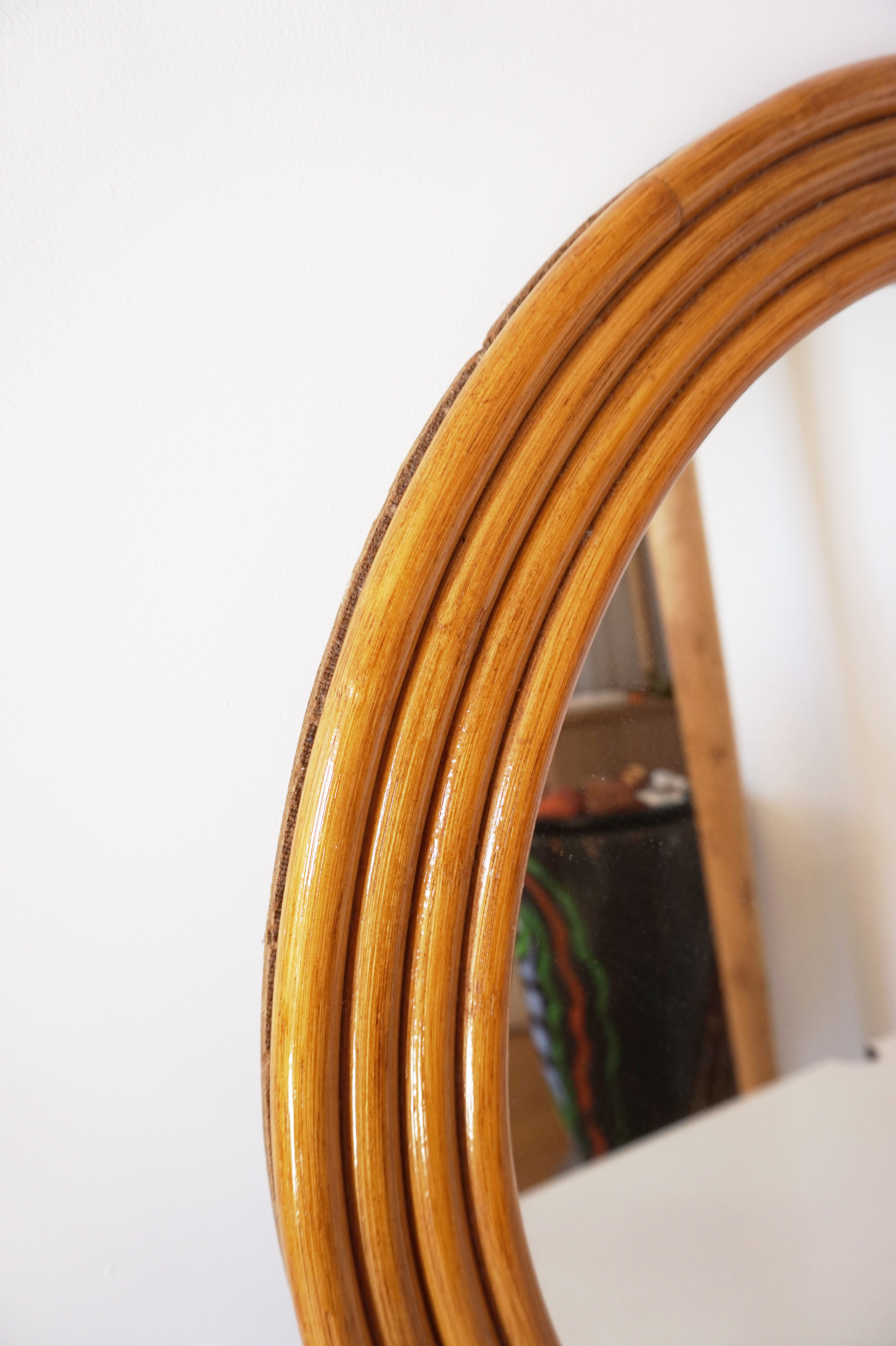 Round rattan bamboo mirror, 60 cm